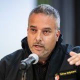 Le conseiller d'Etat Stephane Ganzer est au gouvernement valaisan depuis à peine un mois.Il était vendredi dans le Lötschental. KEYSTONE/JEAN-CHRISTOPHE BOTT